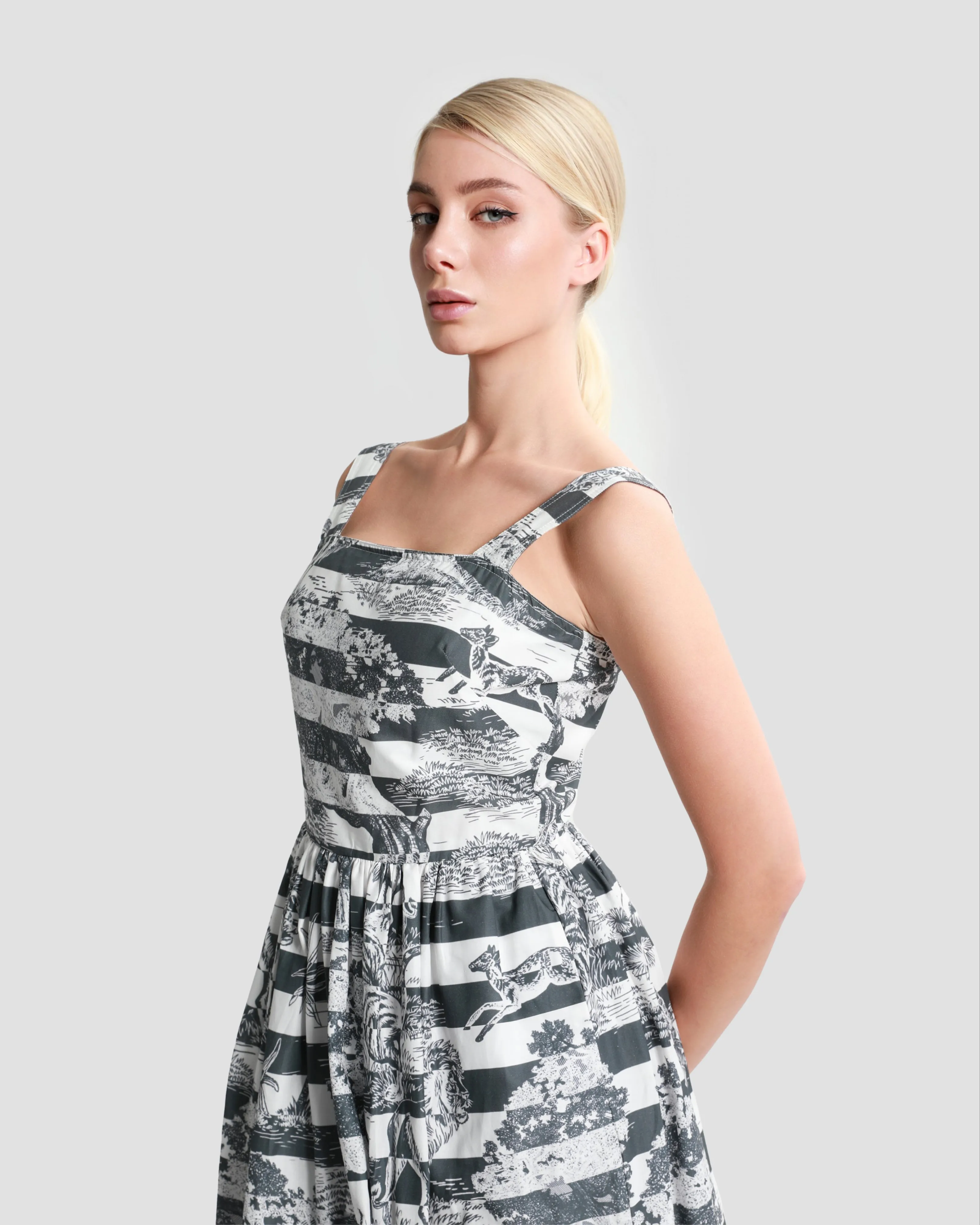 Toile Printed Midi Dress