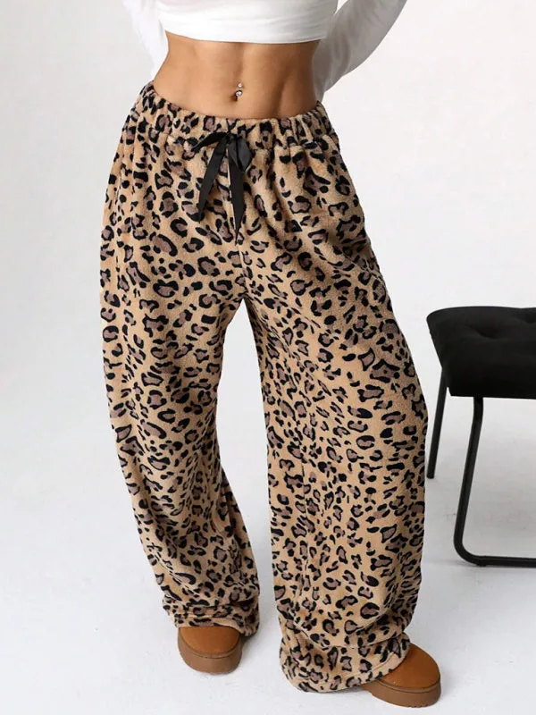 Trendy Leopard Print Wide Leg Lounge Pants for Women