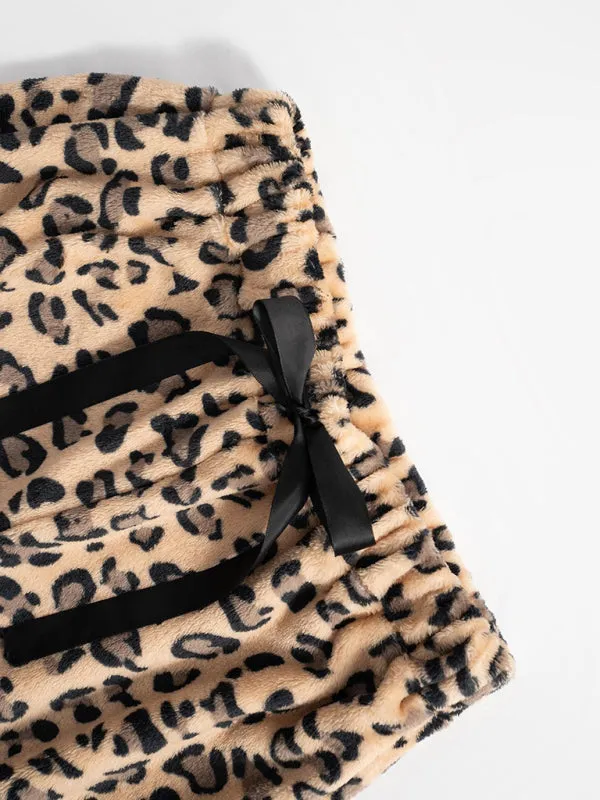 Trendy Leopard Print Wide Leg Lounge Pants for Women