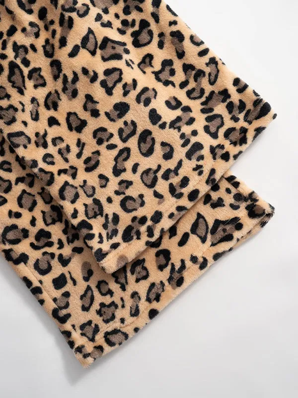 Trendy Leopard Print Wide Leg Lounge Pants for Women