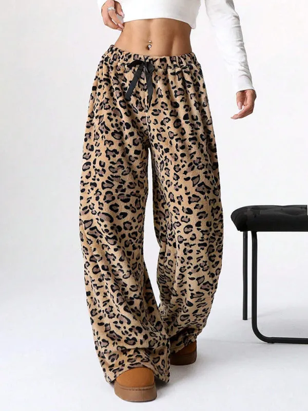 Trendy Leopard Print Wide Leg Lounge Pants for Women