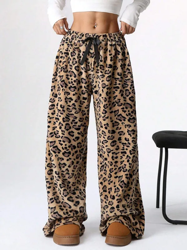 Trendy Leopard Print Wide Leg Lounge Pants for Women