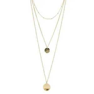 Triple Layer Necklace with Coin Drop
