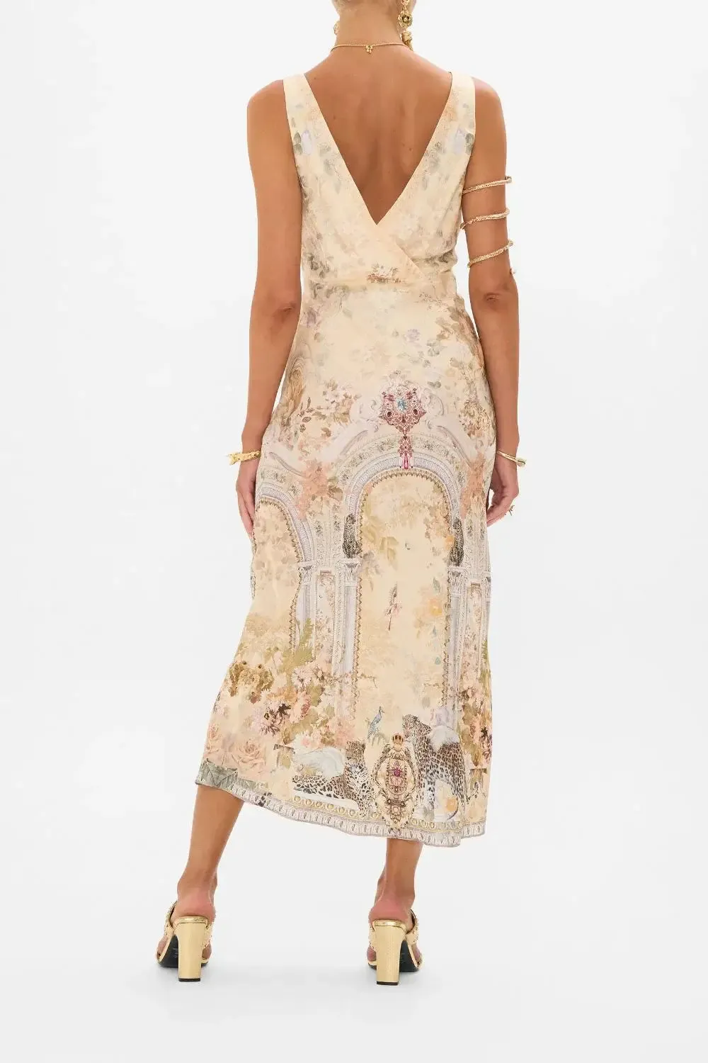 V-Neck Jacquard Slip Dress in Adorned in Antiquity