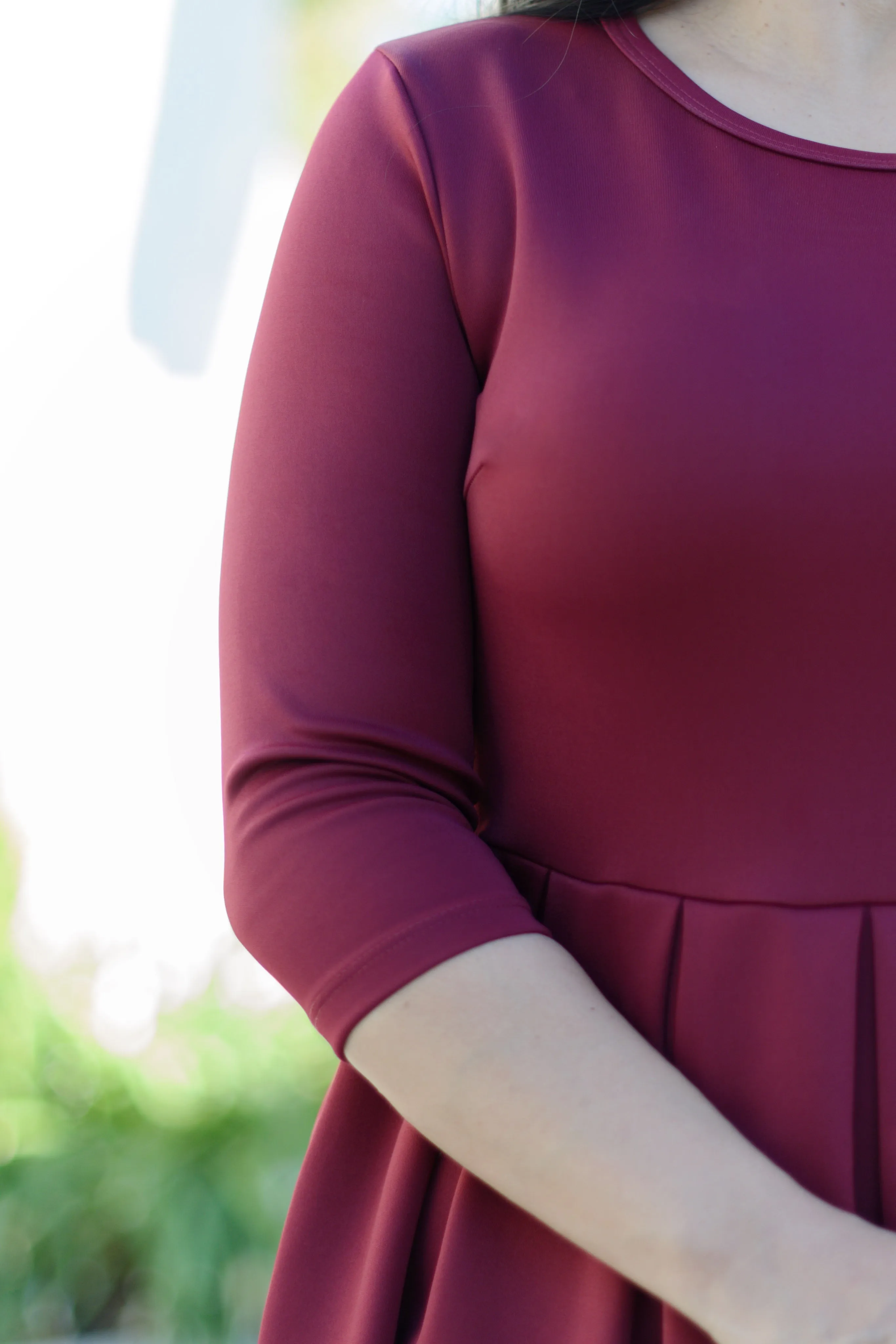 Venice Merlot Pleated Midi Dress