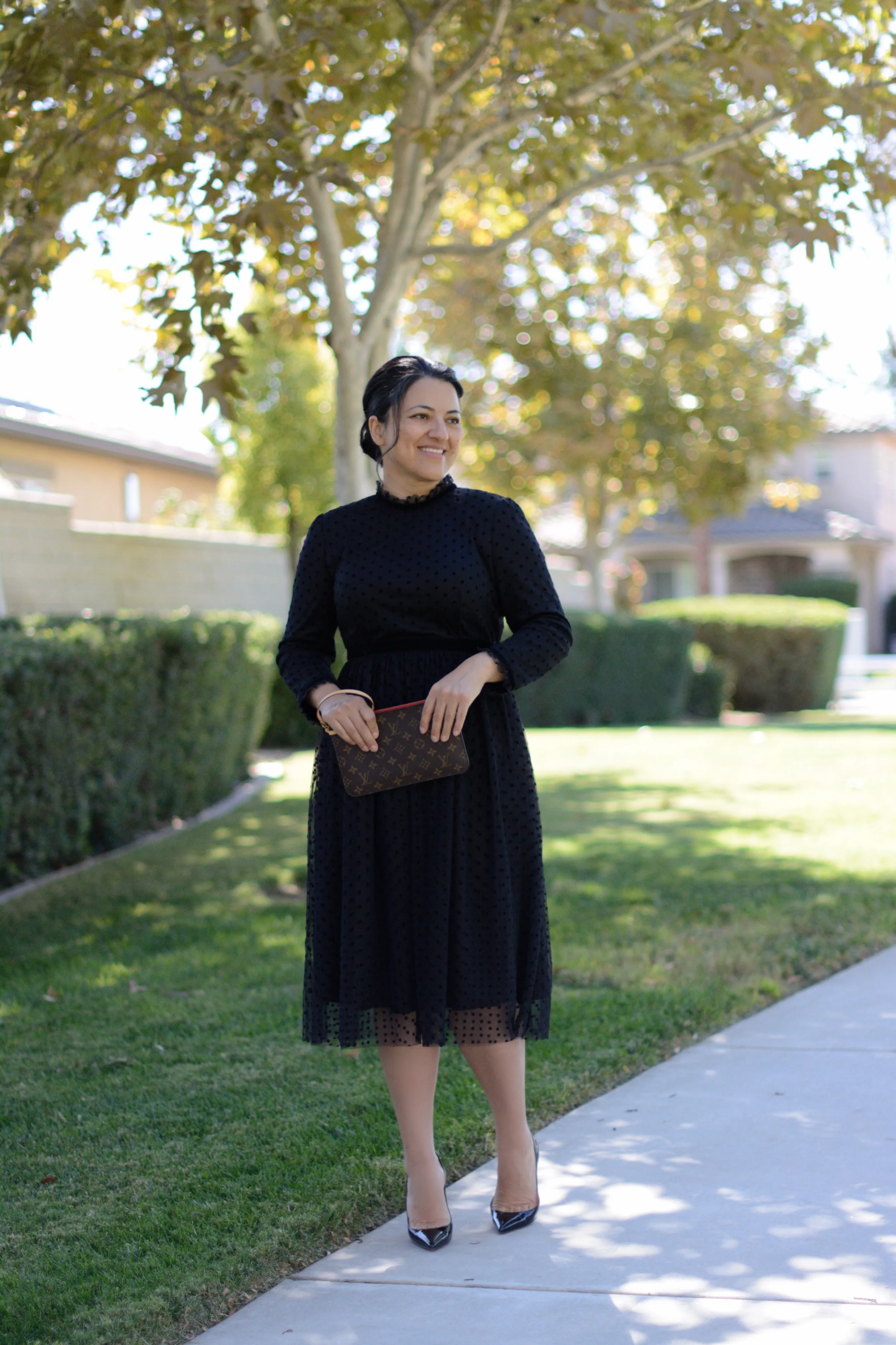 Versailles Black Tulle Dot Dress