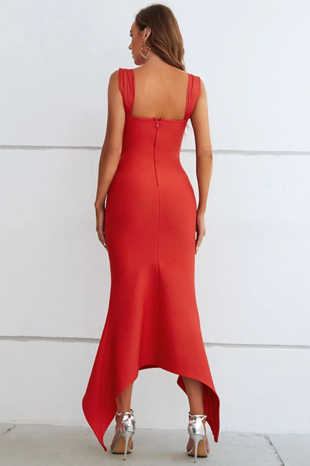 Wedding Guests / Ruched Sweetheart Neck Hem Detail Dress