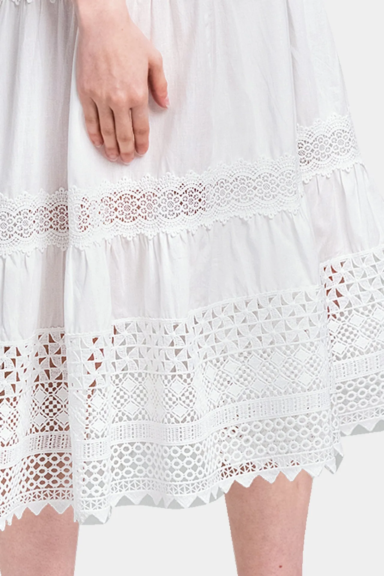 White Smoked Cotton Dress for Women