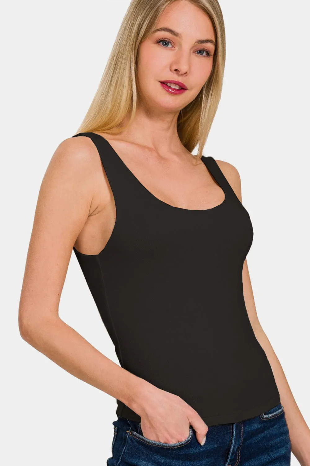 Women's Zenana Double Layer Round Neck Tank